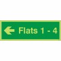 Glow in the dark Flats 1 - 4 Arrow Left Wayfinding Sign