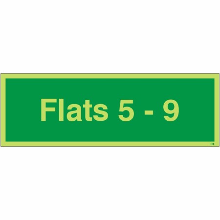 Glow in the dark Flats 5-9 wayfinding safety sign