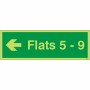 Glow in the dark Flats 5-9 arrow left wayfinding sign