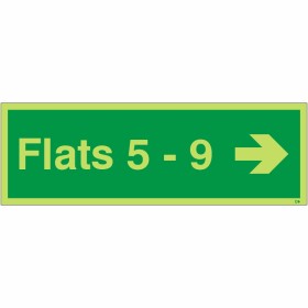 Glow in the dark Flats 5-9 arrow right wayfinding sign