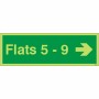 Glow in the dark Flats 5-9 arrow right wayfinding sign