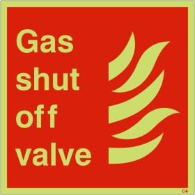 Gas Shut Off Valve Glow In The Dark Sign