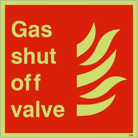 Gas Shut Off Valve Glow In The Dark Sign