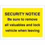 Security Notice - Lock Vehicles When Leaving Sign