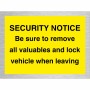 Security Notice - Lock Vehicles When Leaving Sign