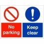 No parking keep clear sign with prohibition and mandatory symbols