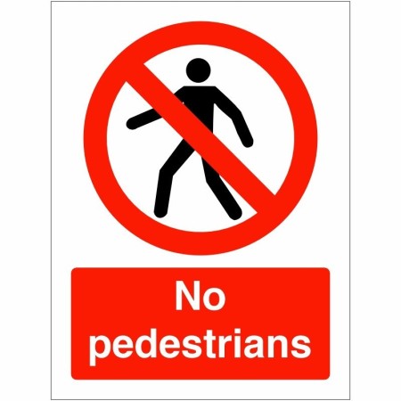 No Pedestrians prohibition safety sign