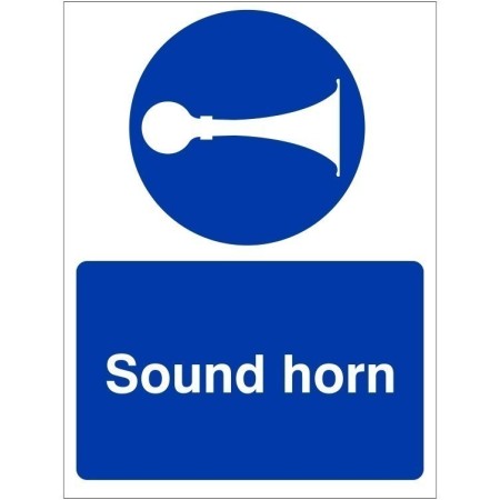 Sound Horn mandatory safety sign with horn symbol