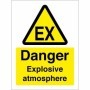 Danger explosive atmosphere warning sign with EX symbol