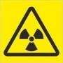 Radiation hazard warning symbol sign with yellow background and black trefoil