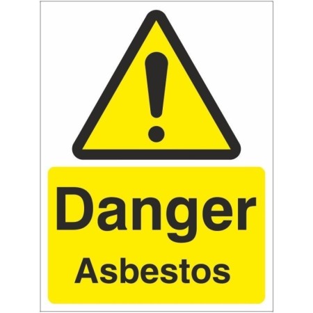 Danger Asbestos warning sign with hazard symbol and bold text
