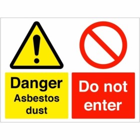 Danger asbestos dust do not enter sign with warning and prohibition symbols