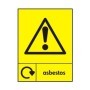 Asbestos recycling sign with warning symbol for hazardous waste areas