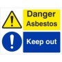 Danger Asbestos Keep Out safety warning sign with hazard and mandatory symbols