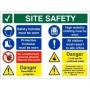 Danger demolition in progress multi message safety board with PPE and hazard warnings