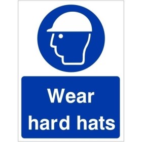 Wear Hard Hats mandatory PPE safety sign