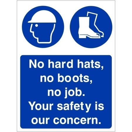 No Hard Hats No Boots No Job mandatory PPE safety sign