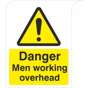 Curve Top Danger Men Working Overhead safety warning sign
