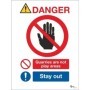 Danger quarries are not play areas stay out safety sign with prohibition symbol