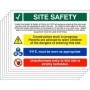 Pack of 6 construction work in progress site safety signs with PPE and access restriction messages