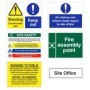 Pack of 6 construction site safety signs with warning
