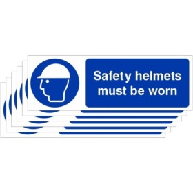Pack of 6 safety helmets must be worn mandatory PPE signs