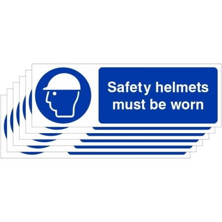 Pack of 6 safety helmets must be worn mandatory PPE signs
