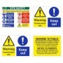 Construction site safety signs pack including warning and keep out signs