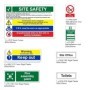 Small construction safety signs pack with PPE