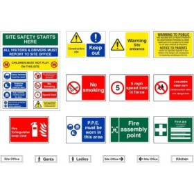 Pack of 20 construction site safety signs with warning