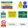 Pack of construction site safety signs including warning