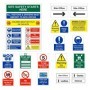Pack of 50 construction site safety signs with mixed warning