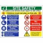 Site safety children must not play on this site sign with PPE and access restriction instructions