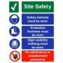 Site safety helmets must be worn sign with PPE and restricted access instructions