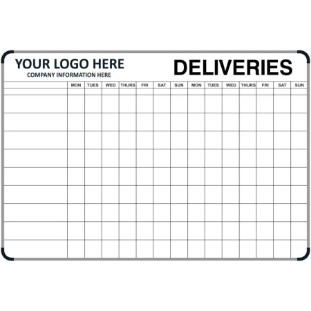 Custom deliveries log board sign with grid layout for tracking deliveries
