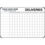 Custom deliveries log board sign with grid layout for tracking deliveries