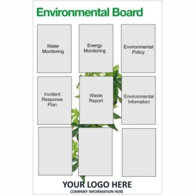 Environmental board sign with sections for monitoring