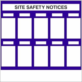 Site safety notices board sign with grid layout for multiple notices