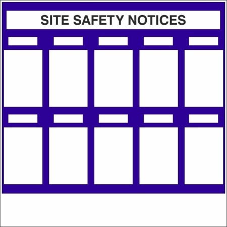 Site safety notices board sign with grid layout for multiple notices