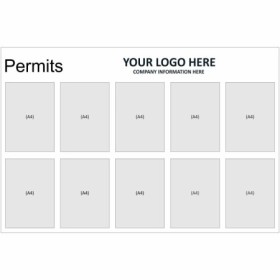 Permits notice board sign with multiple A4 document display sections