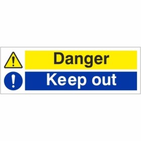 Danger Keep Out safety sign with hazard symbol and restricted access message