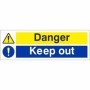 Danger Keep Out safety sign with hazard symbol and restricted access message