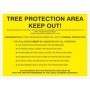 Tree protection area keep out sign with environmental restriction instructions
