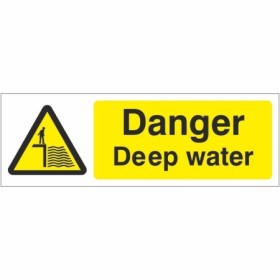 Danger Deep Water warning sign with hazard symbol