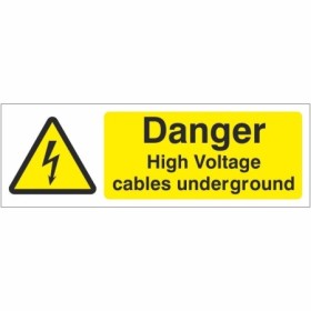 Danger high voltage cables underground warning sign with electrical hazard symbol