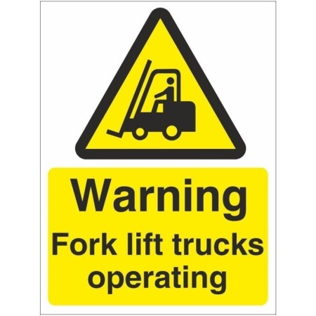 Forklift Trucks Operating warning safety sign for industrial vehicle areas