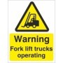 Forklift Trucks Operating warning safety sign for industrial vehicle areas