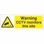 Warning CCTV monitors this site yellow and black safety sign with camera symbol