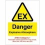Danger explosive atmosphere EX ATEX Category 1 safety sign