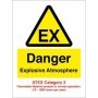 Danger explosive atmosphere EX ATEX Category 2 warning sign